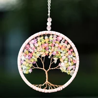 Amethyst Tree of Life Wall Hanging Decor Car Pendant Chakra Feng Shui Crystal Stone Dream Catcher Meditation Wedding Home Decor 2