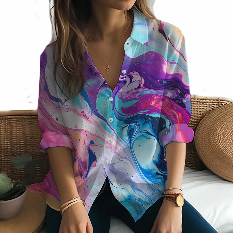 

Colorful Tie-dye 3D Printed Long-sleeved Shirt New Fashion and Comfortable Long-sleeved Shirt Street Popular Shirt