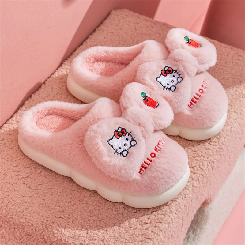 

Children's Cotton Slippers Autumn Winter Boys Girls Cute Indoor Non-slip Princess Big-eared Dog Parent-child Baby Plush Slippers