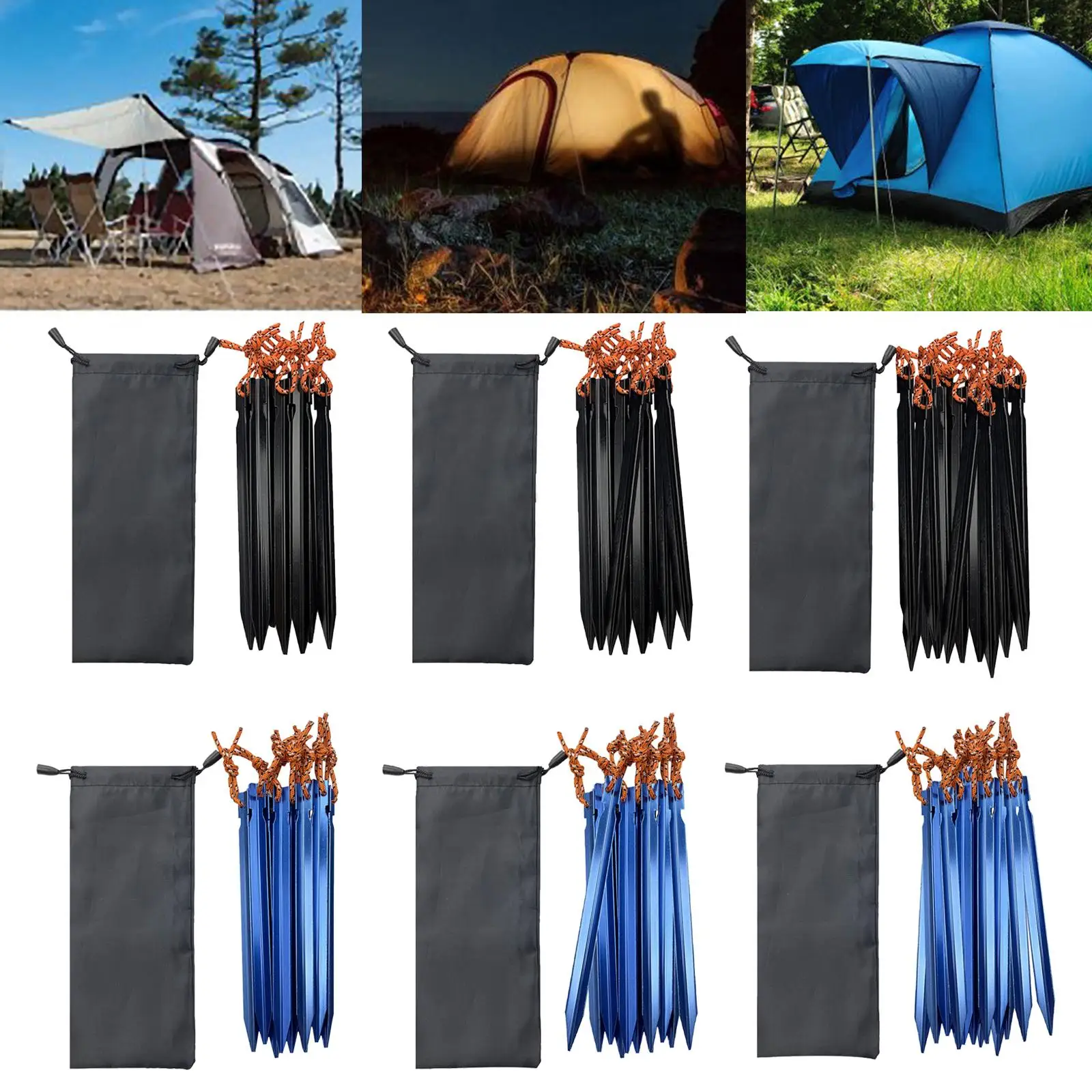 Tent Stakes Lightweight Ground Stakes Camping Tent Nails Metal Stakes for Ground for Desert Gardening Trip Backpacking Awning