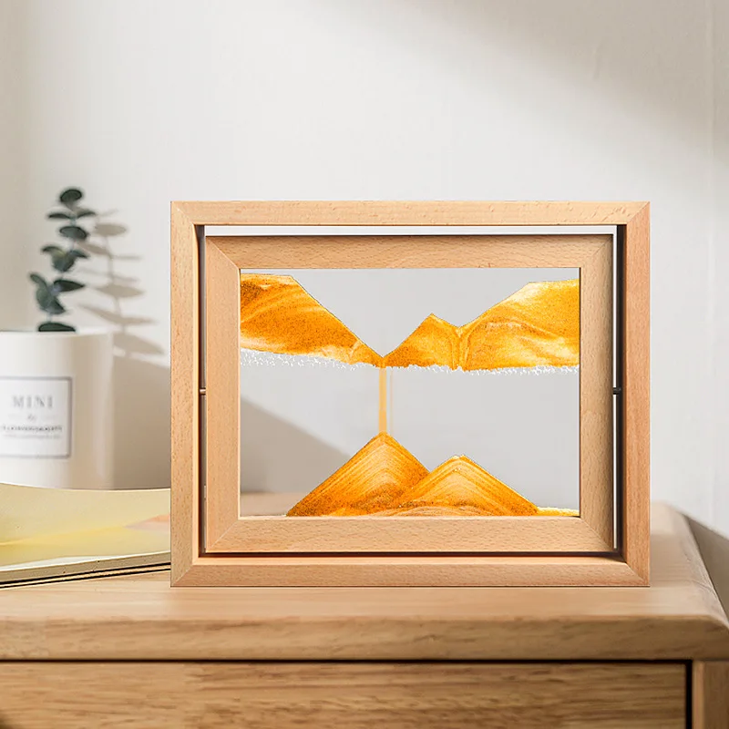 

Rotatable Moving Sand Art Picture Square Quicksand Hourglass 3D Sandscape Wooden Frame Flowing Sand Painting Home Decor Gifts