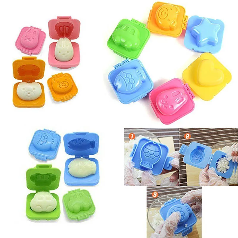 Molde de Sushi de 1 piezas para niños, herramienta para hacer rollos de arroz y verduras, molde de gelatina con forma de dibujos animados, herramientas de cocina de alimentos para niños, Color Radom