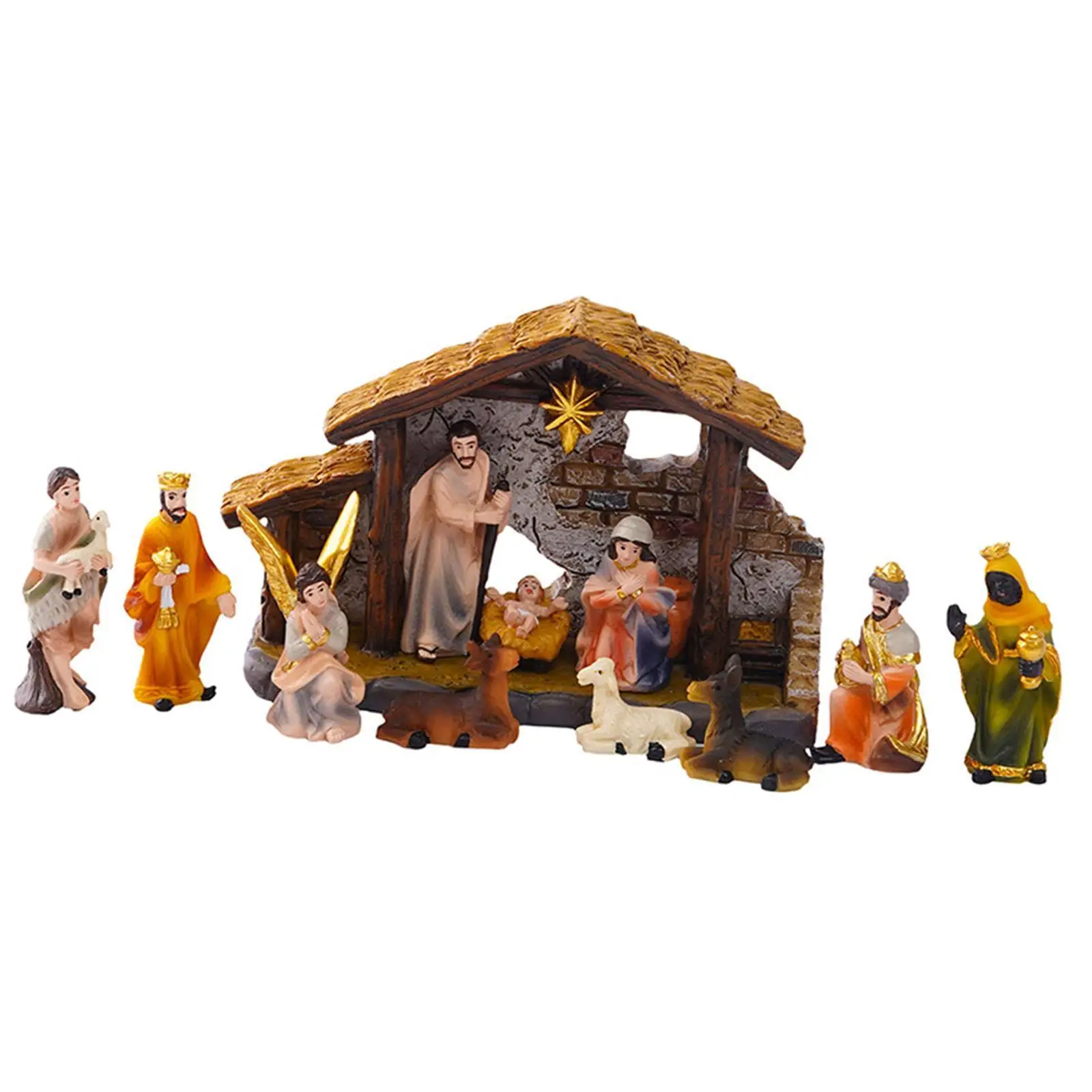 Christmas Nativity Scene Set Handmade Decorative Xmas Statue, Tabletop Decoration for Office, Desk Christmas Nativity Scene Set Handmade Decorative Xmas Statue, Tabletop Decoration for Office, Desk