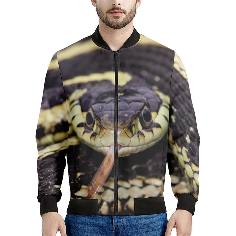 thumbnail image 1 of Chaqueta con cremallera y estampado 3D de serpiente de terror para hombre y mujer, sudadera con estampado de animales, chaquetas de calle de manga larga con cremallera para primavera y otoño, 1 of 4
