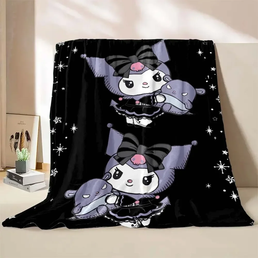 6 Sizes Warm Soft Sanrio Kuromi Custom Blanket Fluffy Children and Adults Sofa Plush Bedspread Throw Blanket for Sofa Bed 2