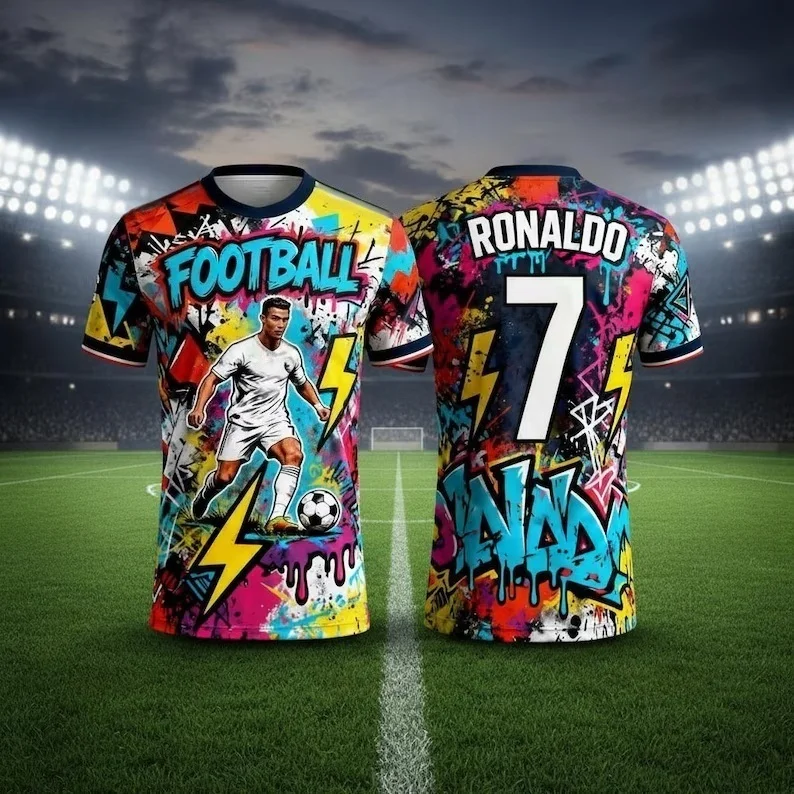 2026 AI-Trikot # 7 Cristiano Ronaldo Bedrucktes T-Shirt Outdoor Fitness Training Sportbekleidung Sommer Herren Kinder T-Shirt Große Größe – Detail 6