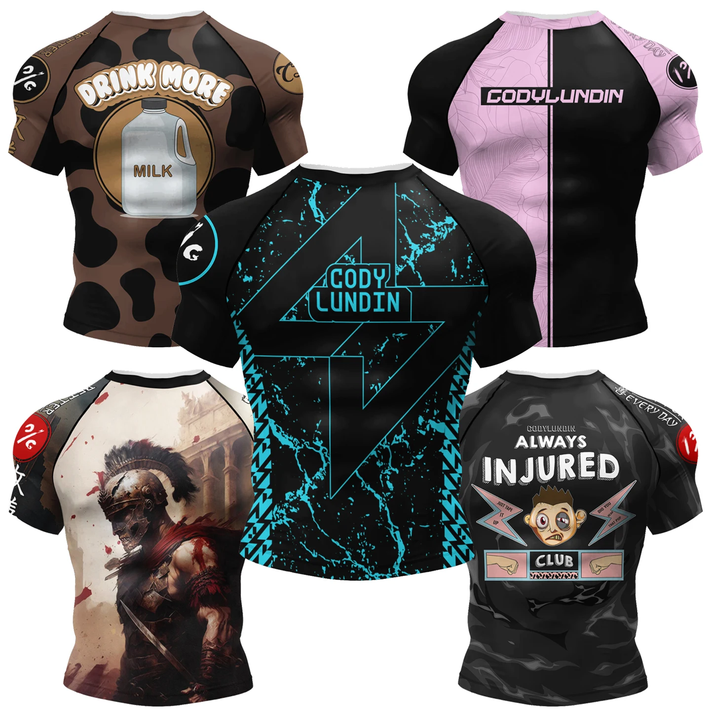 Conception populaire personnelle Sublimation à manches courtes noir No Gi BJJ Jiu Jitsu Rashguard combat BJJ Mma chemises de protection contre les éruptions cutanées pour hommes