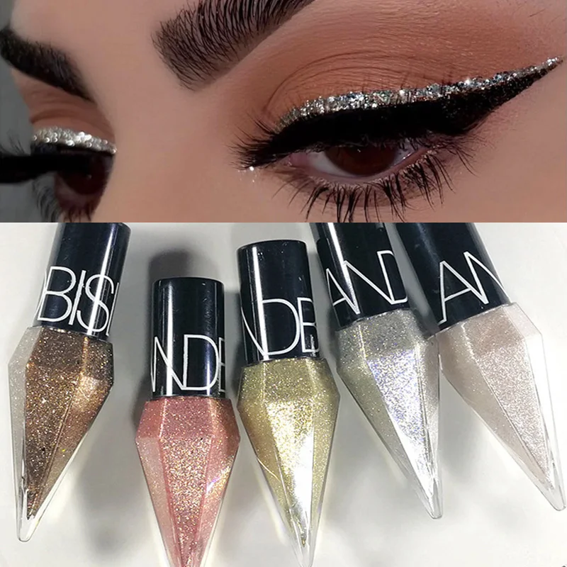 Diamond Shiny Eyeshadow Eye Liners Waterproof Glitter Paillettes Eyeliner Ombretto Trucco Cosmetici Di Bellezza Argento Colore Oro Rosa