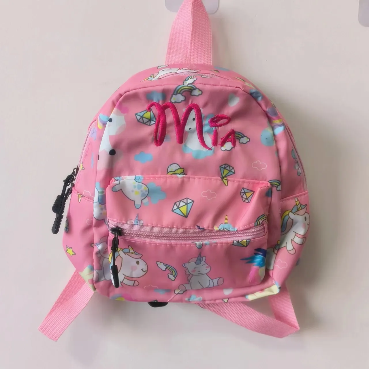 

Custom Cute Cartoon Children's Backpack Pink Unicorn Kindergarten Schoolbag Embroidered Name Simple Kids Backpack Bags