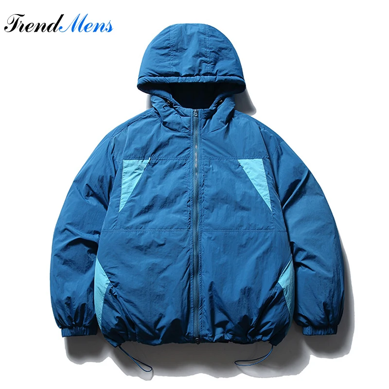 

Winter New Men's Parka Thickened and Warm Japanese Retro Casual Loose Top Couple Street Color Matching Hooded Coat Chaquetas