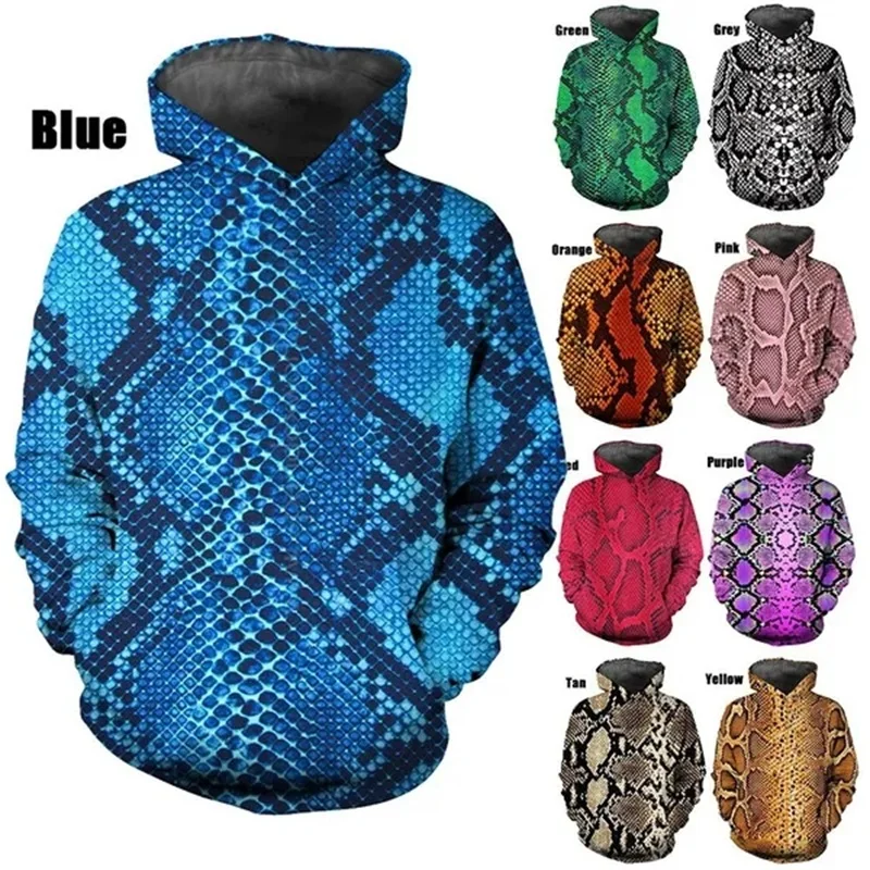 Men Hoodie 3D Printing Snake Skin Pattern Sweatshirts For Men Women ...