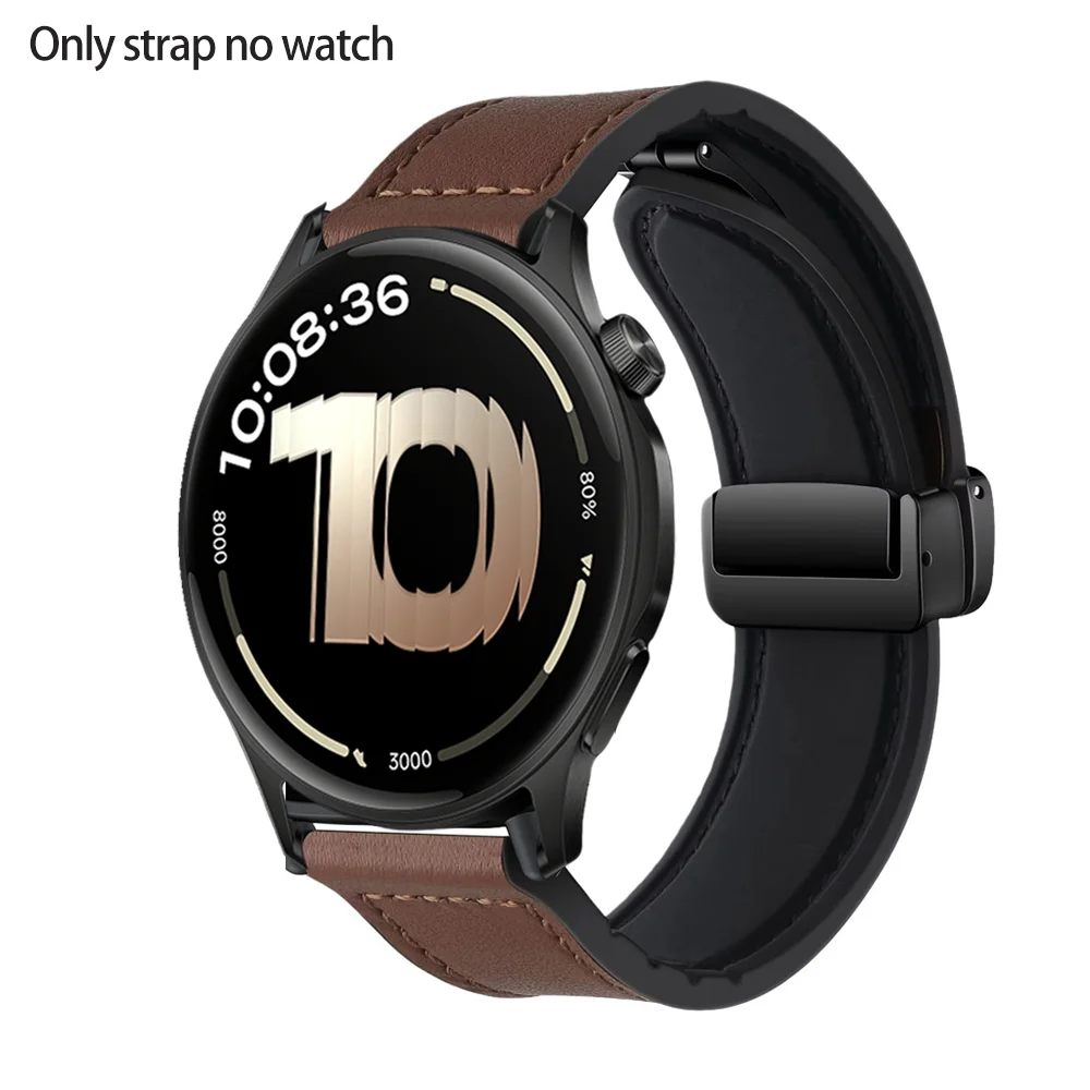 Deluxe 22mm Silicone-Leather Magnetic Strap with Oil Finish Bracelet