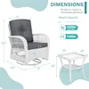 MEETWARM 3 Pieces Outdoor Wicker Swivel Rocker Patio Set, Rocking Chairs Rattan Patio Furniture Sets with Thickened Cushion and 3