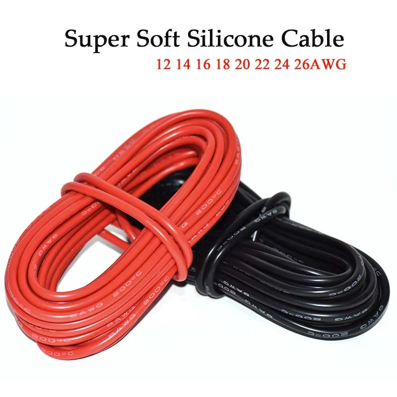 5M 22AWG Soft Silicone Wire 18AWG 20AWG 24AWG Electrical Cable Heat-resistant Power Cables For Lithium Batteries Cars Spotlights