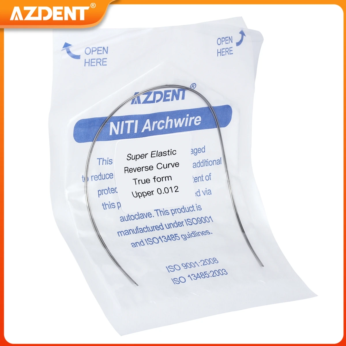 

AZDENT Dental Orthodontic Reverse Curve Round Rectangular Arch Wires True Form Super Elastic NITI Alloy 2pcs/Pack
