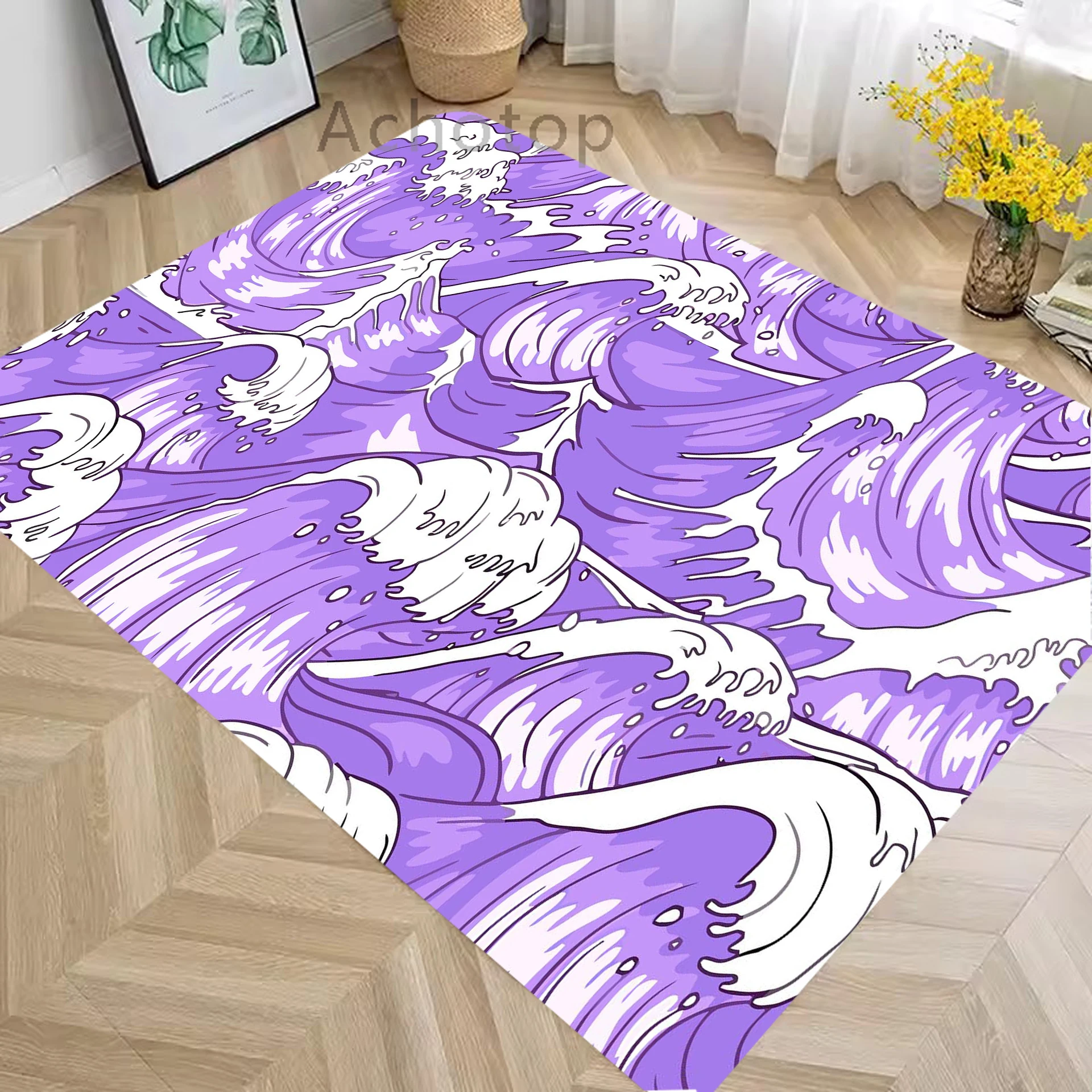 

Diatom Living Room Floor Mat Great Wave Off Decoration Bedroom Carpet Soft Lounge Rug Washable Floor Absorbent Anti-Slip Mat