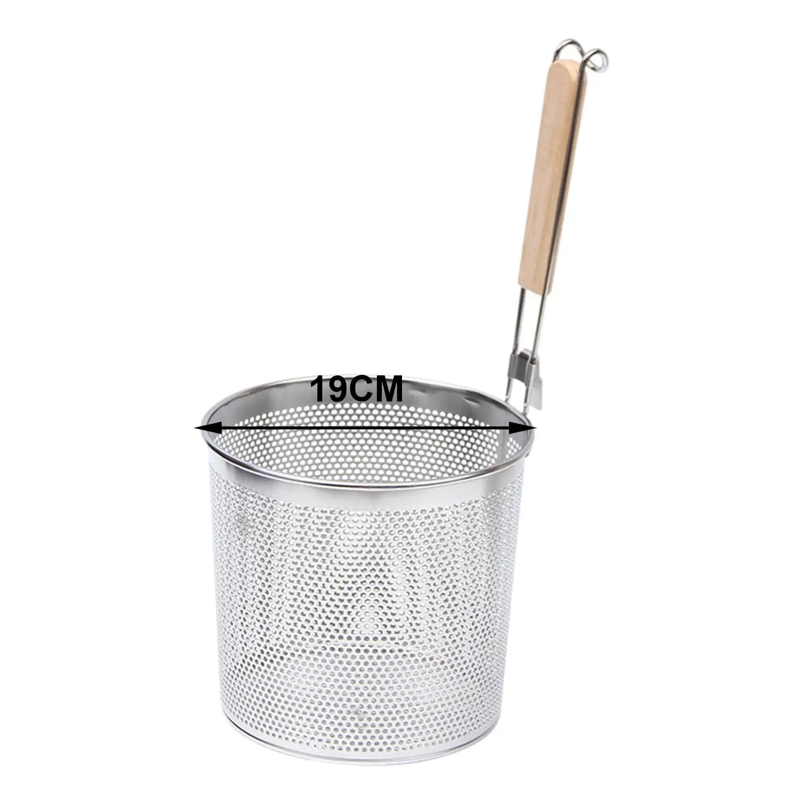 Stainless Steel Pasta Strainer Frying Serving Basket with Wood Handle for Onion Stainless Steel Pasta Strainer Frying Serving Basket with Wood Handle for Onion