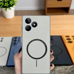 Magnetic Silicone Hard Back Phone Case with Colorful Design for Realme C51s (XCK gray)