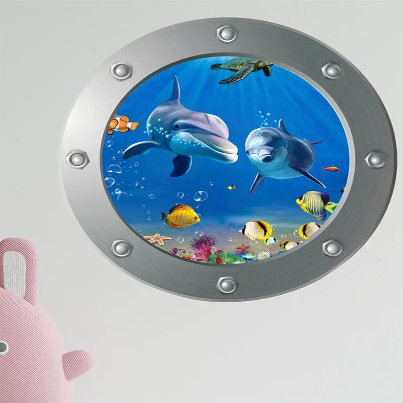 Description Picture 4 of item1pc Sea World Toilet Sticker 3D Shark Toilet Lid Decals Fridge Washing Machine Sticker Shark Graphic Wall Sticker
