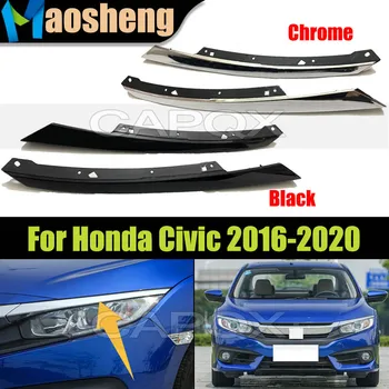 1Pair Chrome Or Black Headlamp Headlight Trim For Honda Civic 2016-2020 Head Lamp Headlight Stirp Trim 1