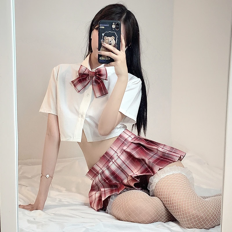 

Sexy Campus Temptation Cute Japanese Student Cosplay Sexy Lingerie Pleated Skirt Thong Suit Prom Club Kawaii Nightclub Bar Suit
