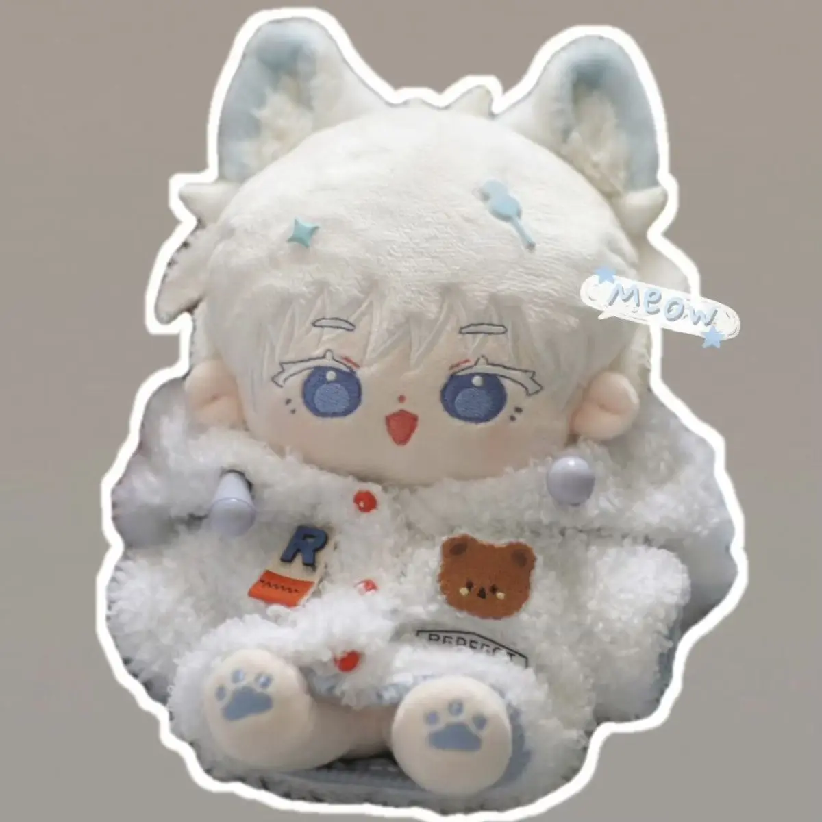 

Satoru Gojo Cosplay Cute Animal Ear Plush Cotton Doll Body 20cm Anime Jujutsu Kaisen Dress Up Plushie Xmas Gift