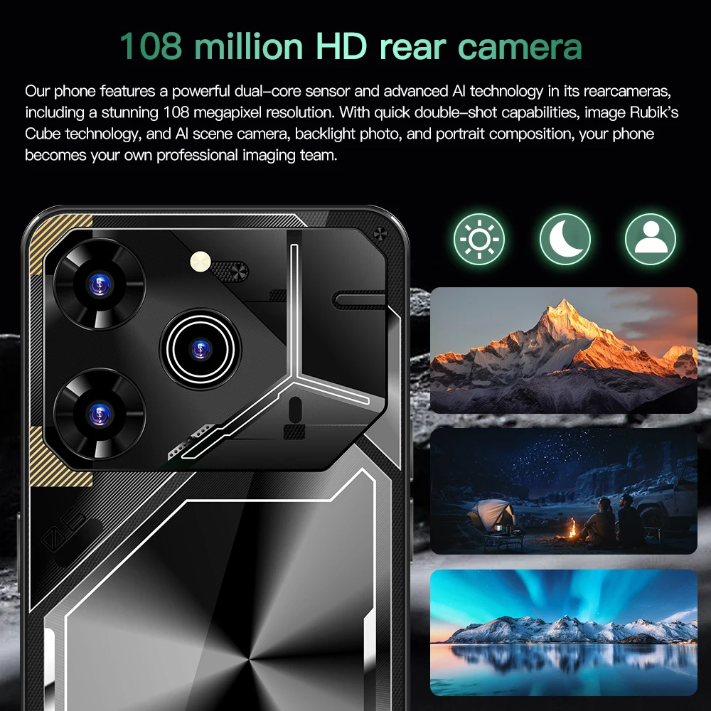 포바 6 프로 오리지널 스마트폰, 안드로이드 14, NFC 잠금 해제, 5G 7.3 인치 HD 16G + 1TB 휴대폰, 듀얼 SIM 휴대폰, 50 + 108MP, 8000mAh