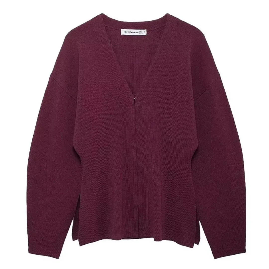thumbnail image 1 of HH TRAF Otoño Mujer Elegante 6-Color Manga Larga Botones Cubiertos Cárdigan Casual Mujer Cuello En V Chaqueta De Punto Elástico Mujer, 1 of 5