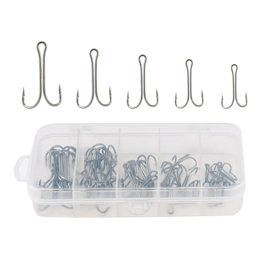 Hameçons double longue tige acier carbone pour leurres grenouilles, 50 pièces pour pêche aux leurres