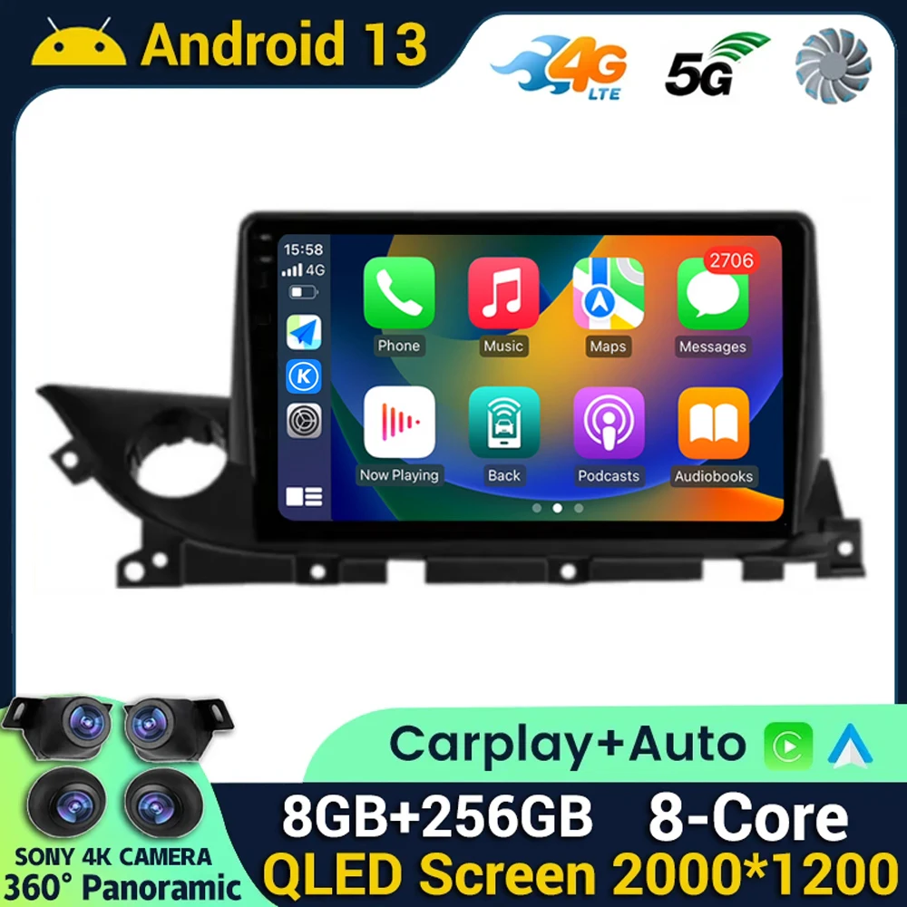 

Android 13 For Mazda 6 Mazda6 III 3 GJ GL ATENZA 2018 - 2021 Car Radio Multimedia Video Player Carplay GPS WIFI 360 Camera DSP