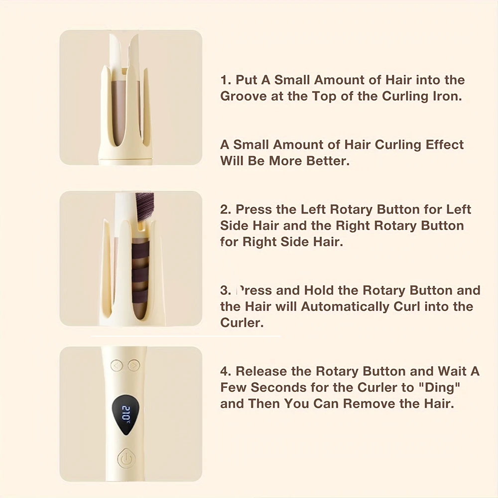 Automatic Hair Curling Iron,Rotating Hair Curler,Professional Styling Curling Wand,Negative Ion Does Not Damage Hair(USplug