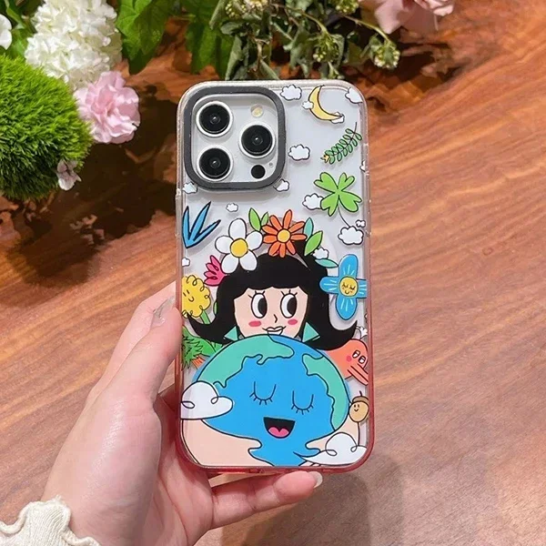 

Environmental Protection Pink Gradient Transparent Border IPhone 13 14 15 Pro Max Case with MagSafe