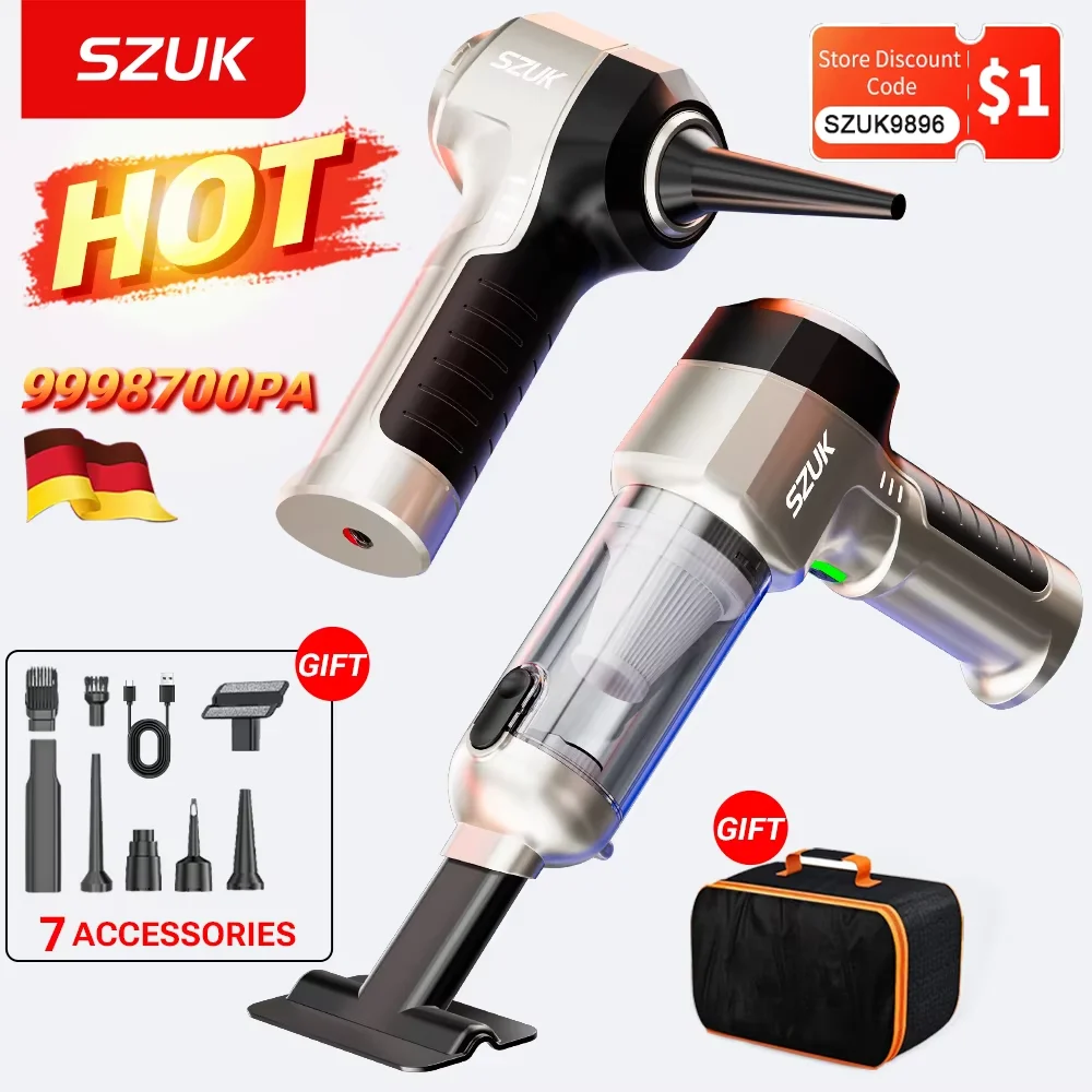 SZUK Car Vacuum Cleaner 2025, One-click Dust Pouring Mini Vacuum Cleaner 9998700PA Portable Handheld Vacuum Cleaner for Car and Home