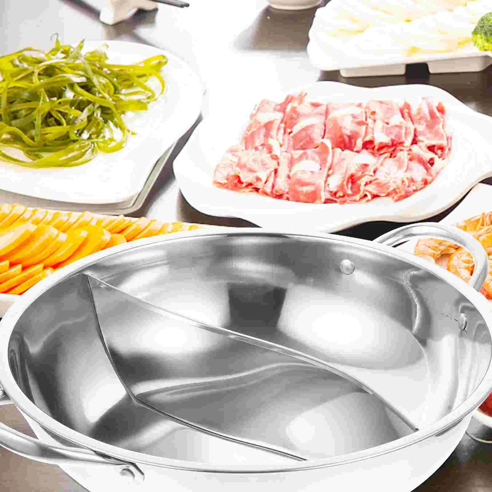 Chinese Hot Pot With Divider Stainless Steel Hot Pot Soup Stockpot Double handle Hot Pot Soup Pot Hotpot