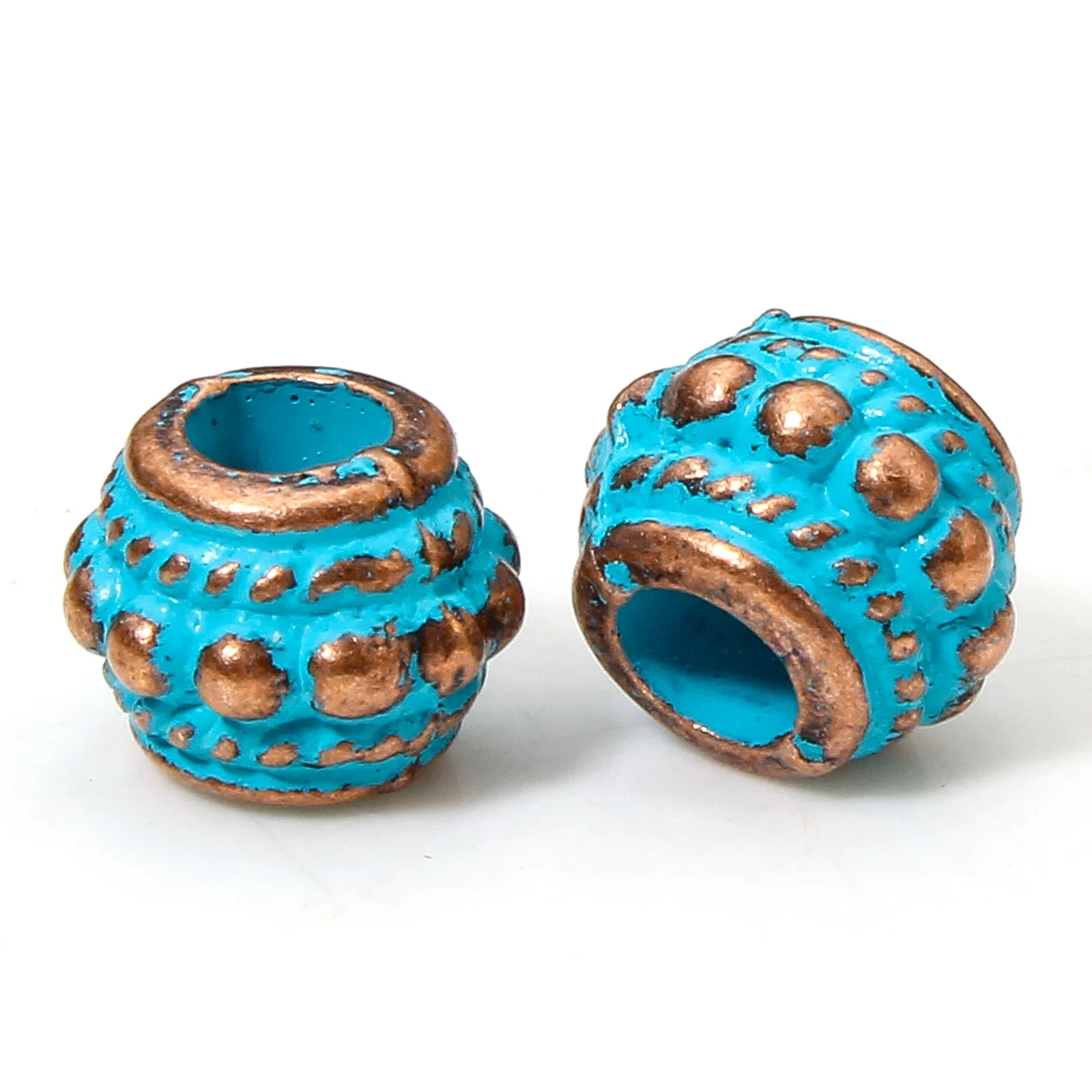 20 stücke Vintage Patina Spacer Perlen Machen Antike Kupfer Blau Geometrische Metall Perlen Für DIY Schmuck Machen Halskette Erkenntnisse – Detail 8