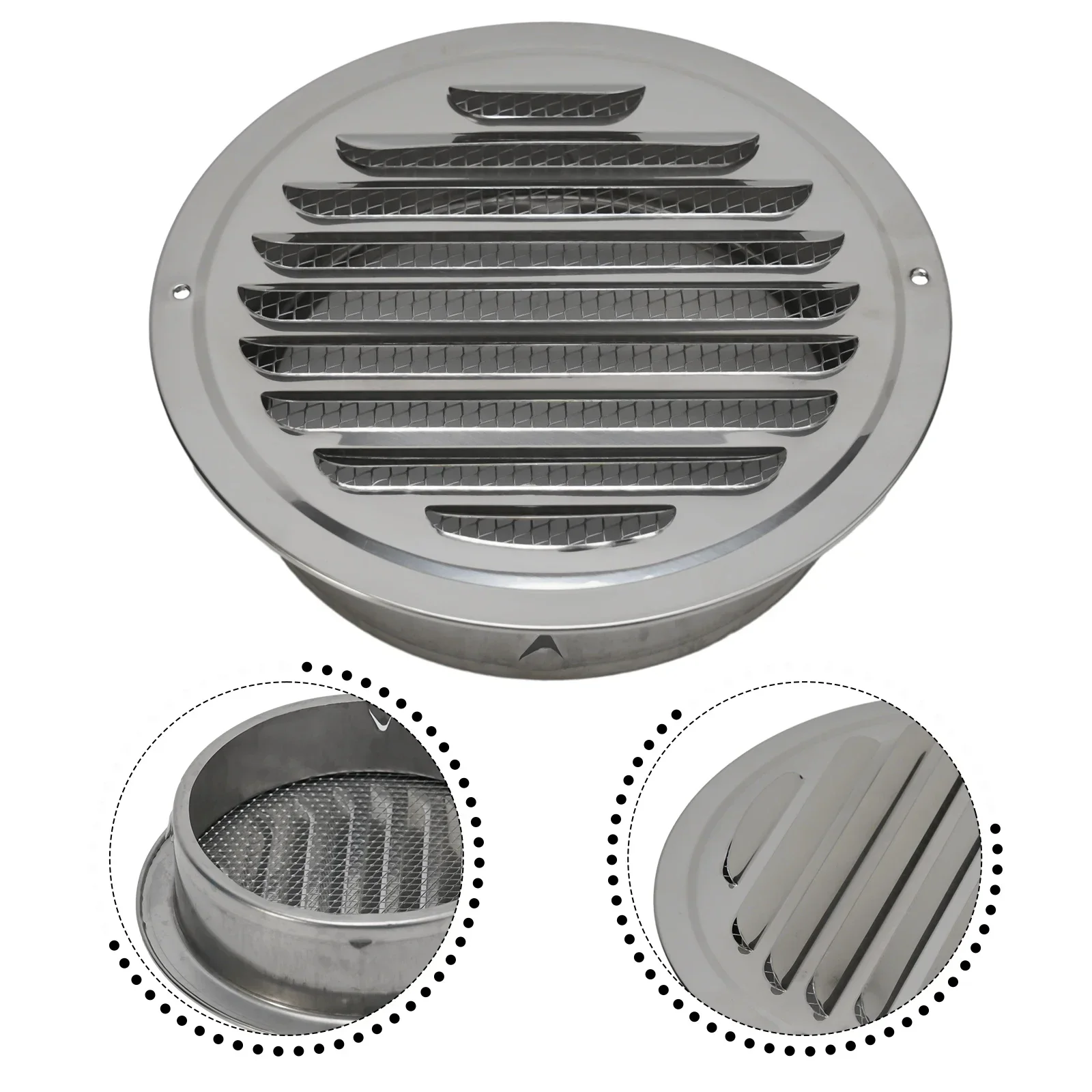 1Pc 70-300mm Round Stainless Steel Air Vent Grille Insect Protection Home Exterior Wall Ducting Ventilation Tool Vents