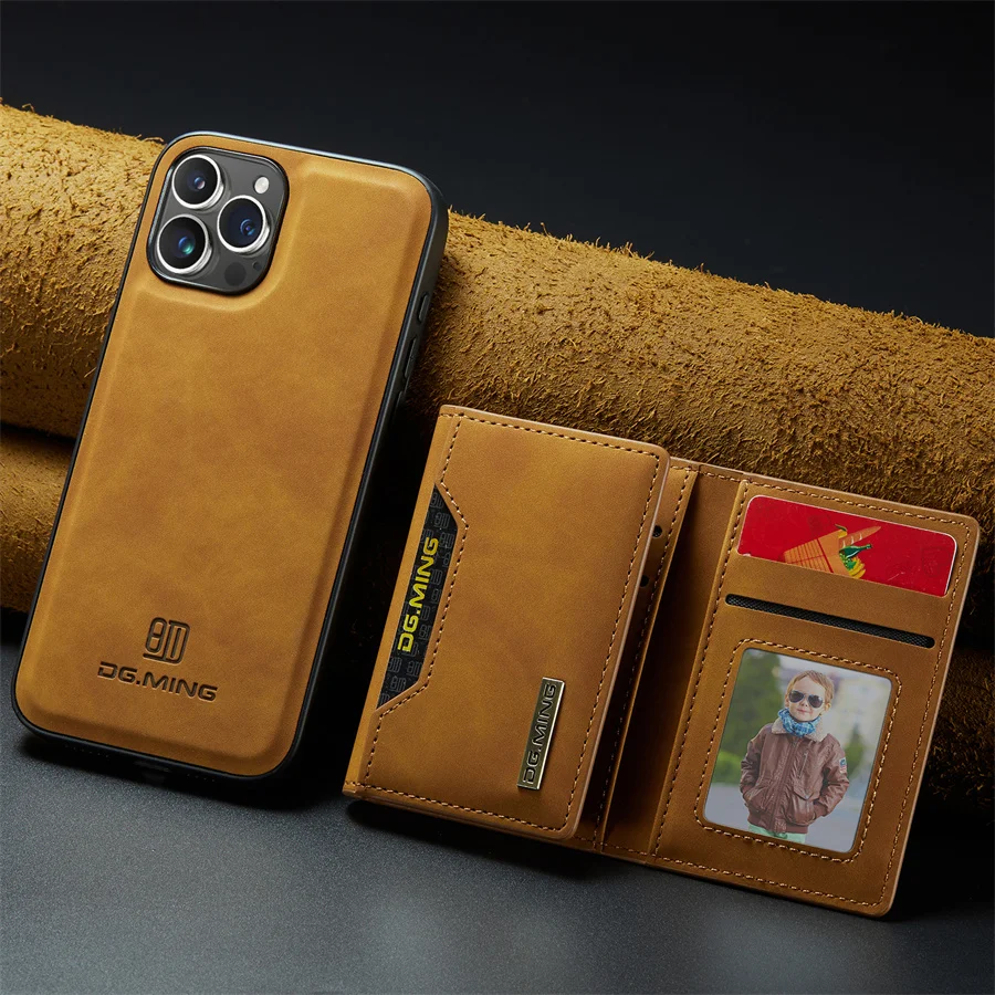 Premium Magnetic Leather Wallet Case with Detachable Card Holder Cover
