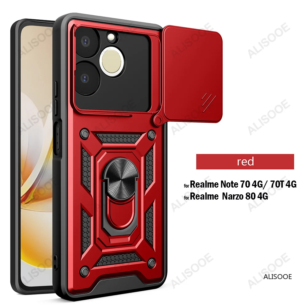Slide Camera Cover with Ring Kickstand Holder - Full Protective Shockproof Phone Case