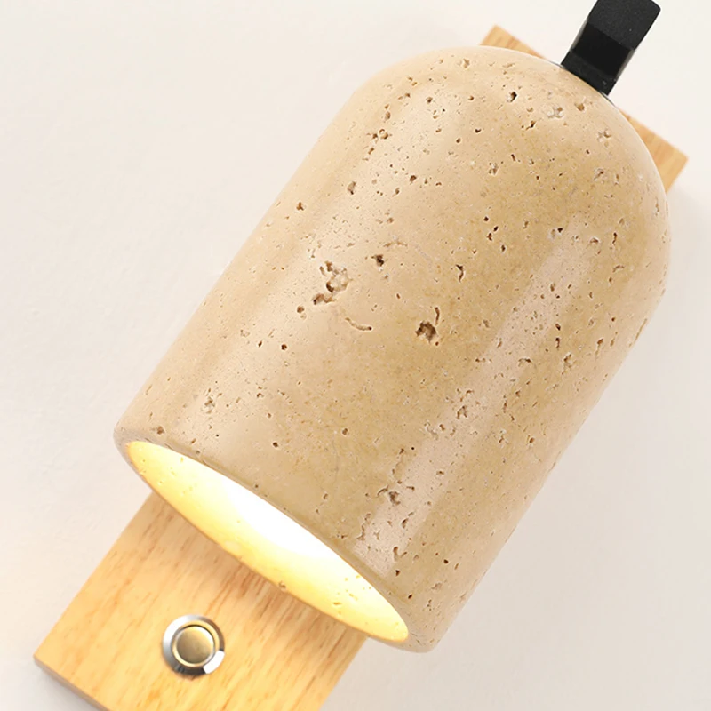 Natural Stone LED Wall Lights Bedroom Living Room Office Hotel Aisle Wood Sconce E27 Bulb With Switch Drop Shipping 5