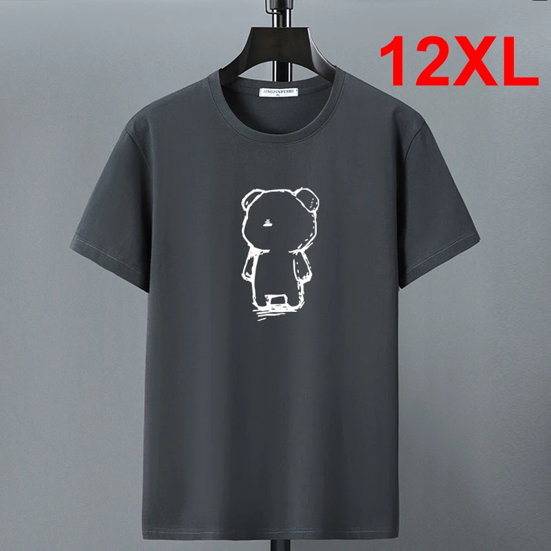Big Size 10XL 12XL T-shirt Summer T Shirt Men Short Sleeve Cotton Tshirt Casual O-neck Tops Tees Male Bear Print Shirt Crewneck