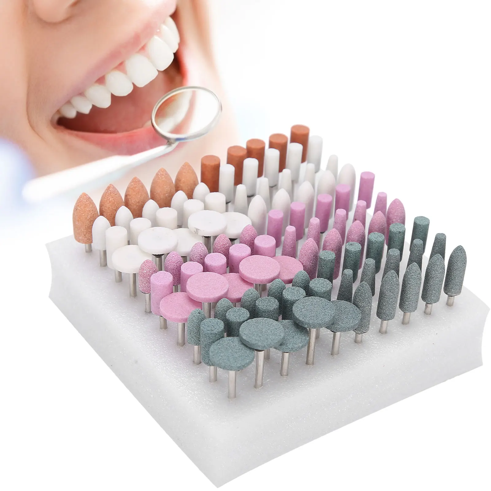 100Pc Assortiti Dental Stone Grinding Light Curing Resin Polisher Head Burs Stone Nail Drill Bits Set Resistenza Alle Alte Temperature