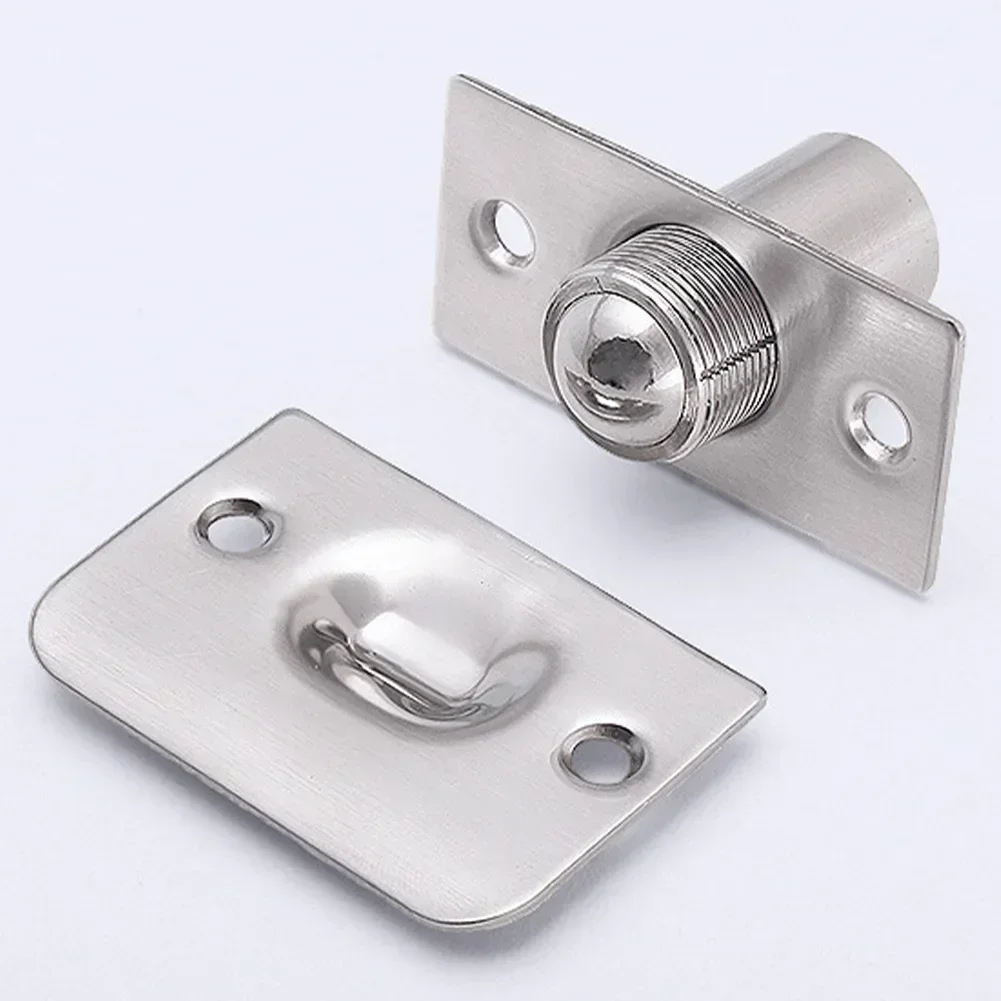 Door Latch Adjustable Roller Ball Door Spring Catch Lock Stainless Steel Internal Latch Set Cabinet Gate Door Latch +Screws Hardware