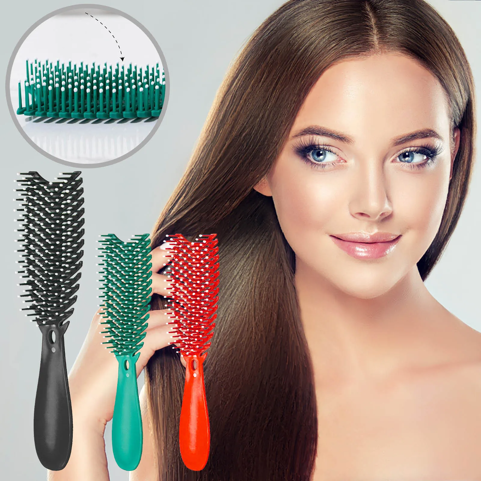 Hairdressing Curls Suit Hair Comb Professional Bristle & Nylon