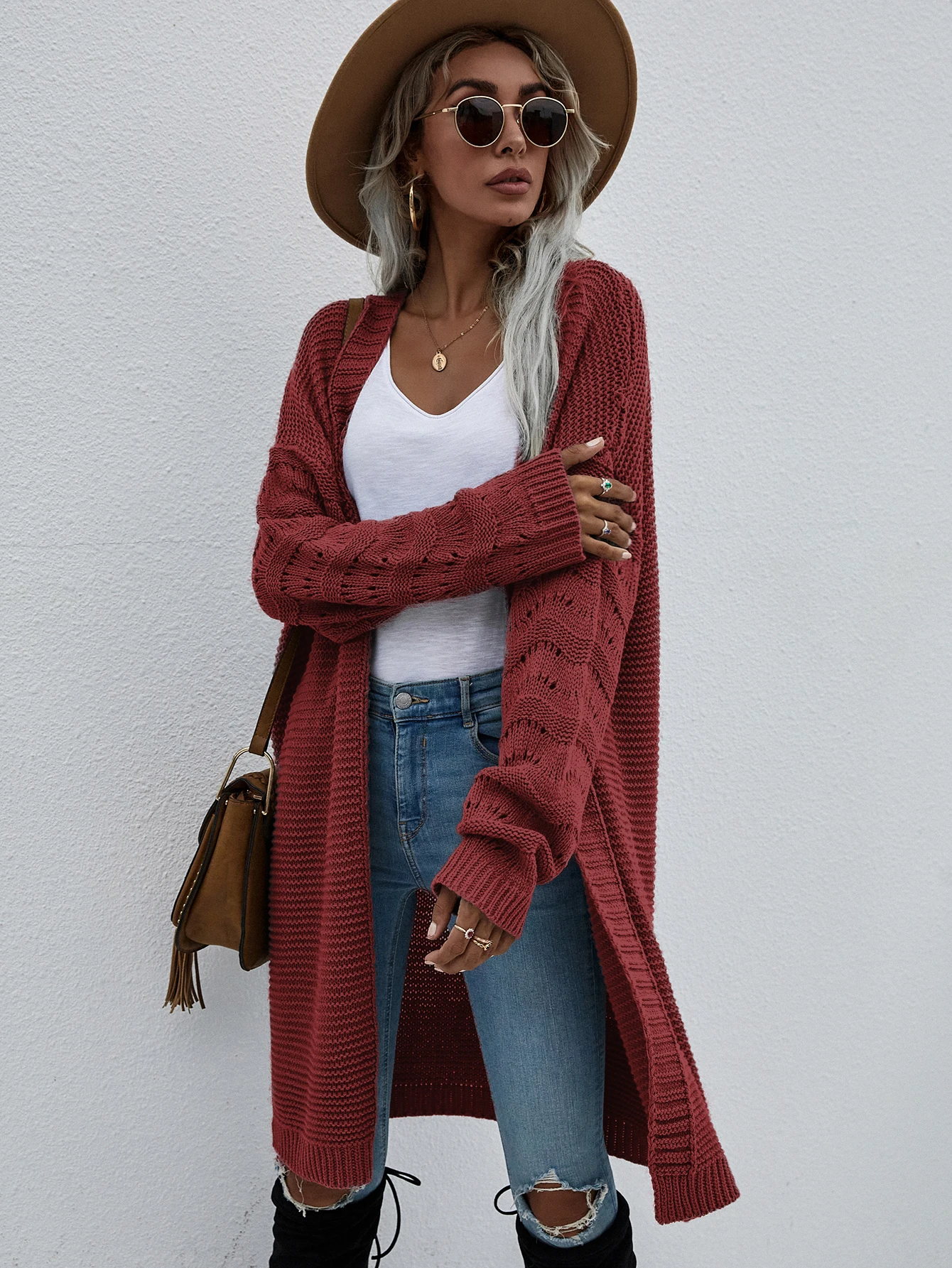 MAYCAUR 2022 Early Spring Long Cardigan Solid Color Women Commuter Loose Knit Women's Fashion Sweater Woman Clothing vintage sweaters