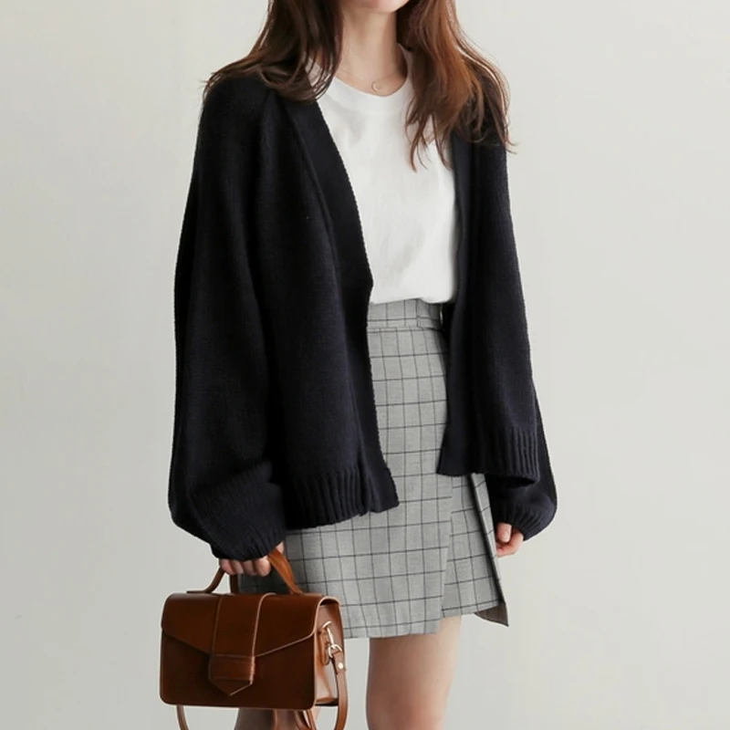 Fashion New Elegant Loose Women's Short Sweater Casual Office Solid Color Knitted Cardigan Jacket