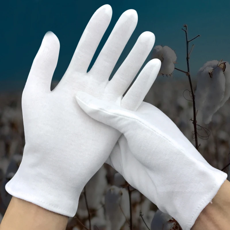 Cotton Gloves 10Pairs White Cotton Work Gloves for Dry Hands Handling Film SPA Gloves Ceremonial High Stretch Household Cleaning Tools