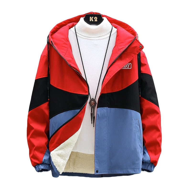 Casual Men's Thick Fleece Hooded Jackets Outwear Plush Liner Warm Coats 2023 Autumn Winter Youth New Plus Velvet Tops Clothing