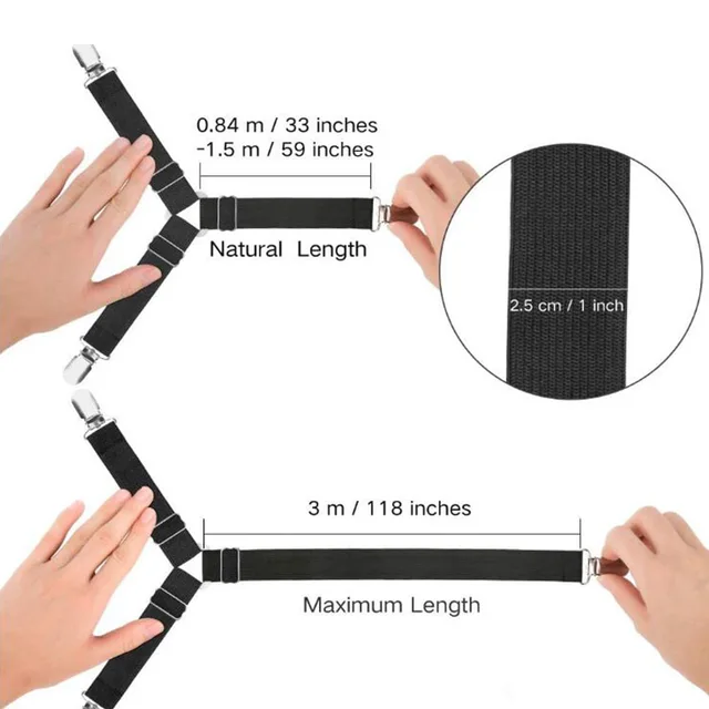 4Db /Beállítható Állítható Ágy Illesztett Lappántok Ágyak Lepedő Hálószekrény Hálószalag Rugalmas Nem Csúszás Klip Takaró Megfogó Otthoni Textil - Image 4