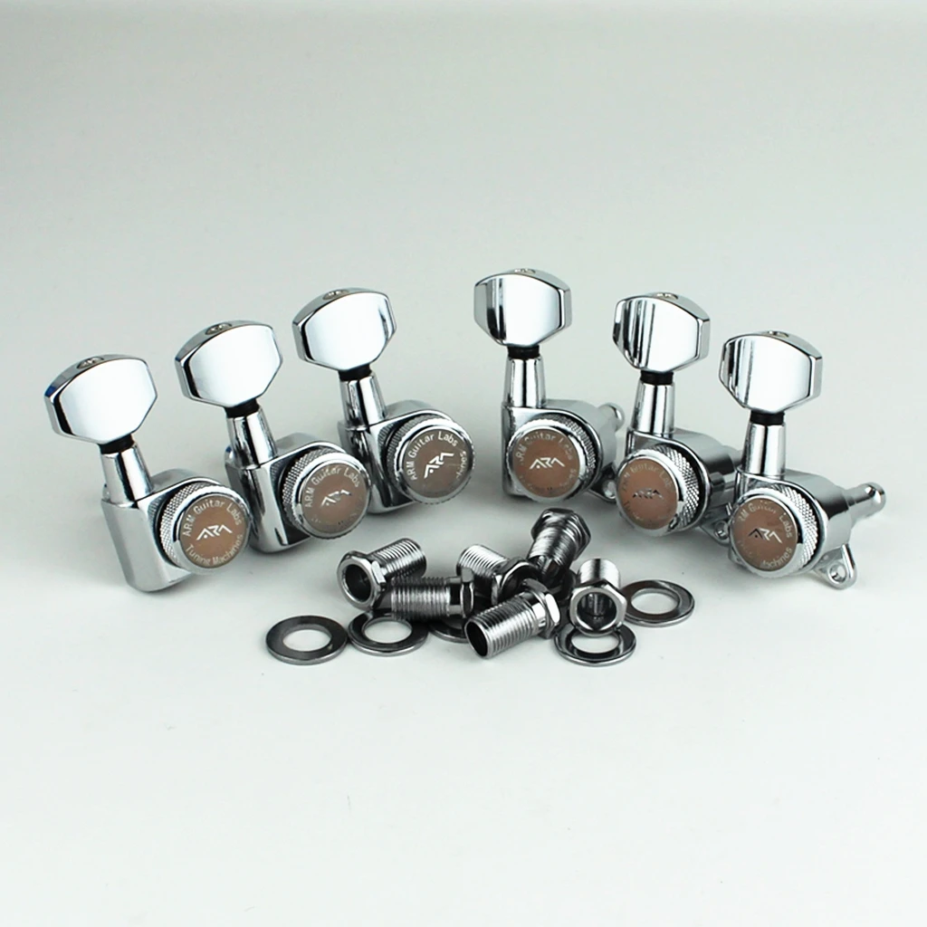 Premium Black Locking Guitar Tuners/String Pegs - Set of 6, Made in Korea