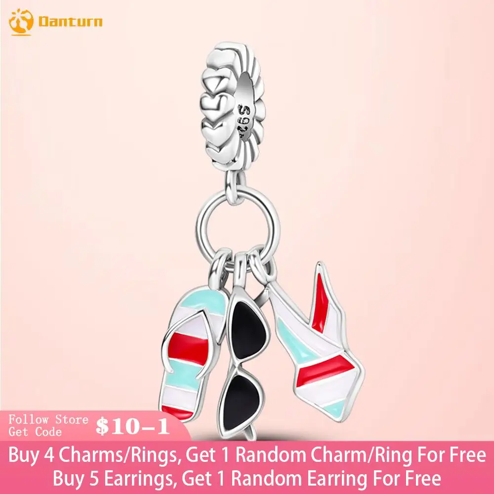 

Danturn 925 Sterling Silver Beads Swimming Combo Dangle Charm fit Original Pandora Bracelets Fashion Women Jewelry